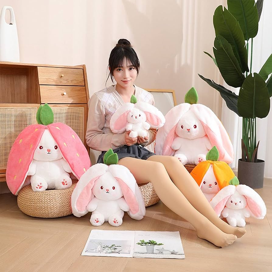 🐇Peluche de Conejo reversible ( Fresa- Zanahoria )🍓 🥕