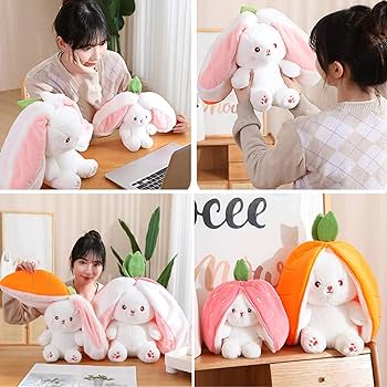 🐇Peluche de Conejo reversible ( Fresa- Zanahoria )🍓 🥕