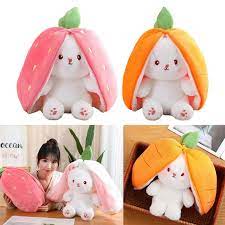 🐇Peluche de Conejo reversible ( Fresa- Zanahoria )🍓 🥕