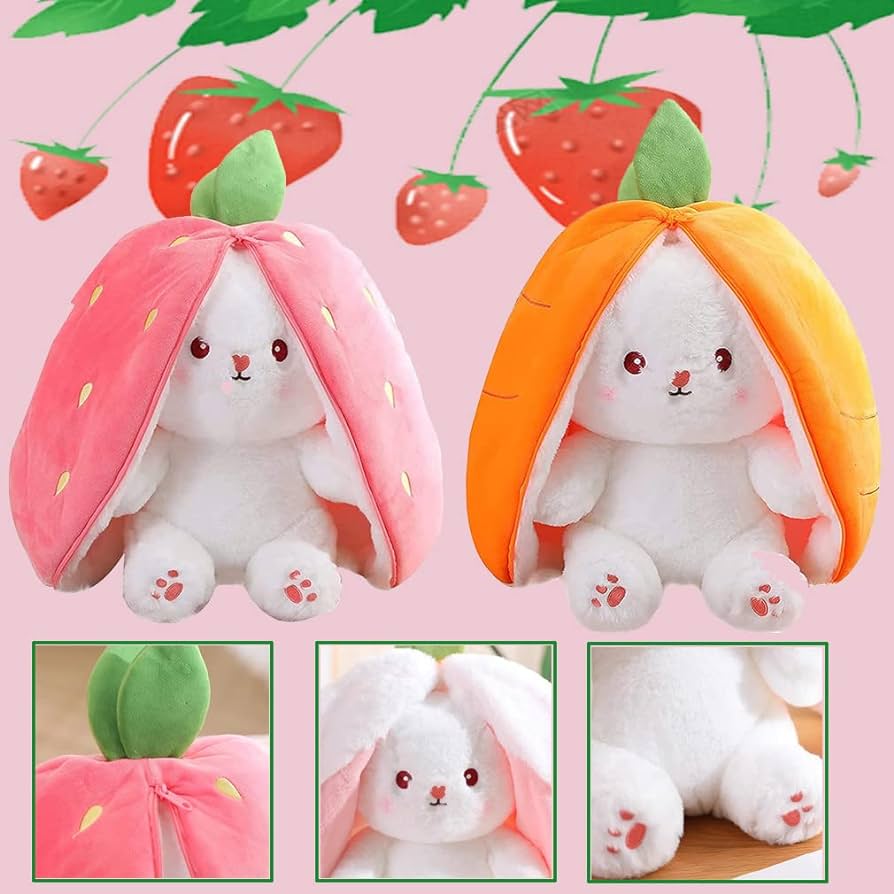 🐇Peluche de Conejo reversible ( Fresa- Zanahoria )🍓 🥕