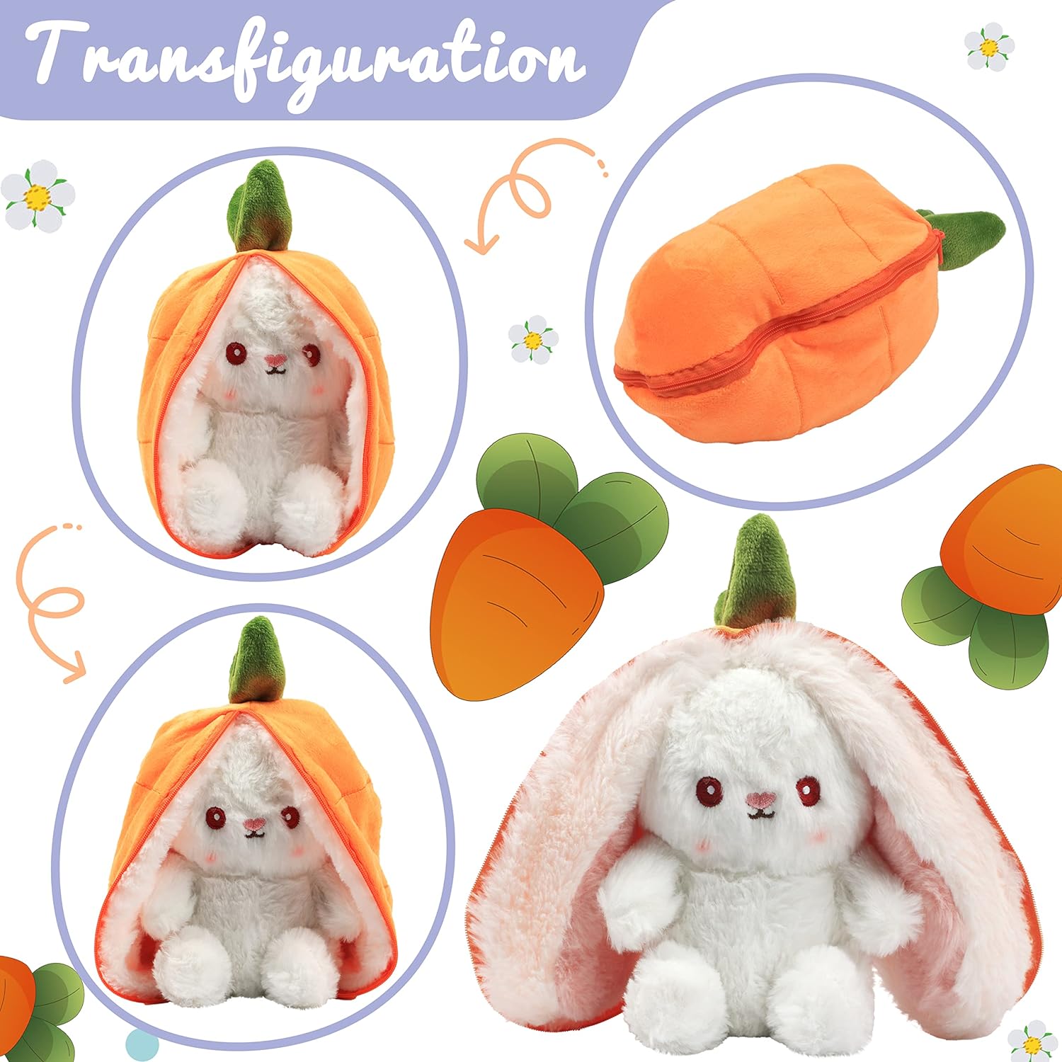 🐇Peluche de Conejo reversible ( Fresa- Zanahoria )🍓 🥕